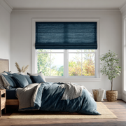 Peacock Blue Linen Roman Blinds - Cotton Lining