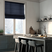 Royal Blue Linen Roman Blinds - Cotton Lining