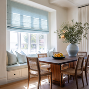 Sky Blue Linen Roman Blinds - Cotton Lining