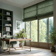 Forest Green Linen Roman Blinds - Cotton Lining