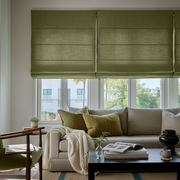 Olive Green Linen Roman Blinds - Cotton Lining