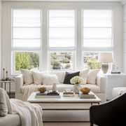 White Linen Roman Blinds - Cotton Lining