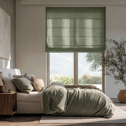 Sage Green Linen Roman Blinds - Cotton Lining