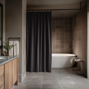 Charcoal Grey Linen Shower Curtain
