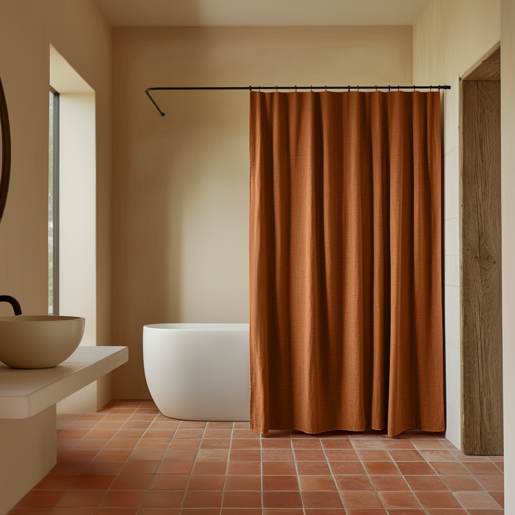 Clay Heavy Weight Linen Shower Curtain