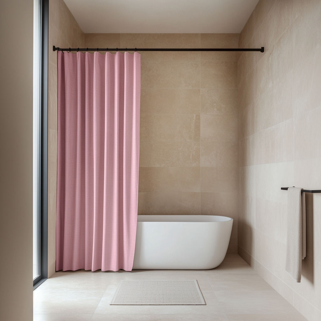 Dusty Rose Linen Shower Curtain
