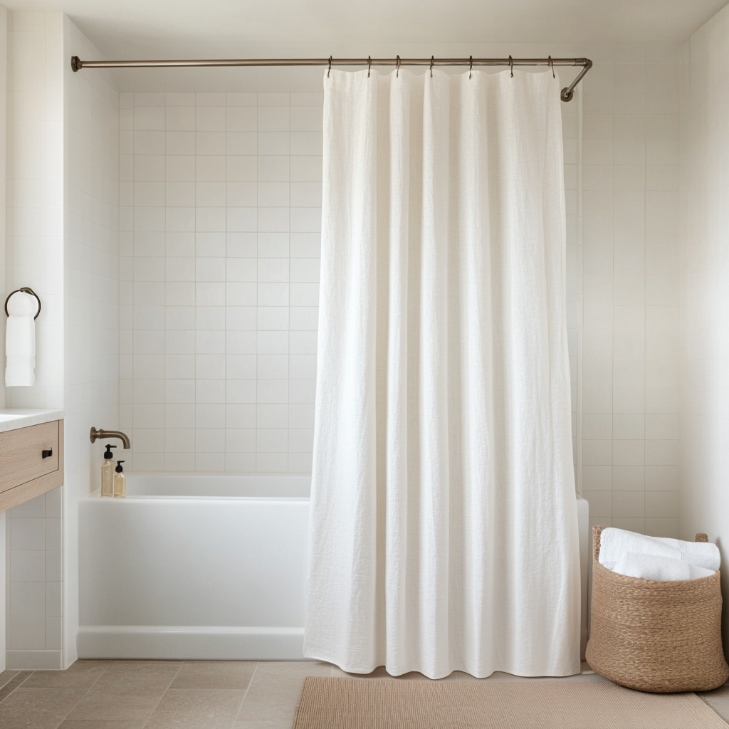 Off-White Linen Shower Curtain