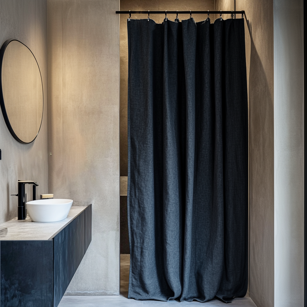 Royal Blue Linen Shower Curtain
