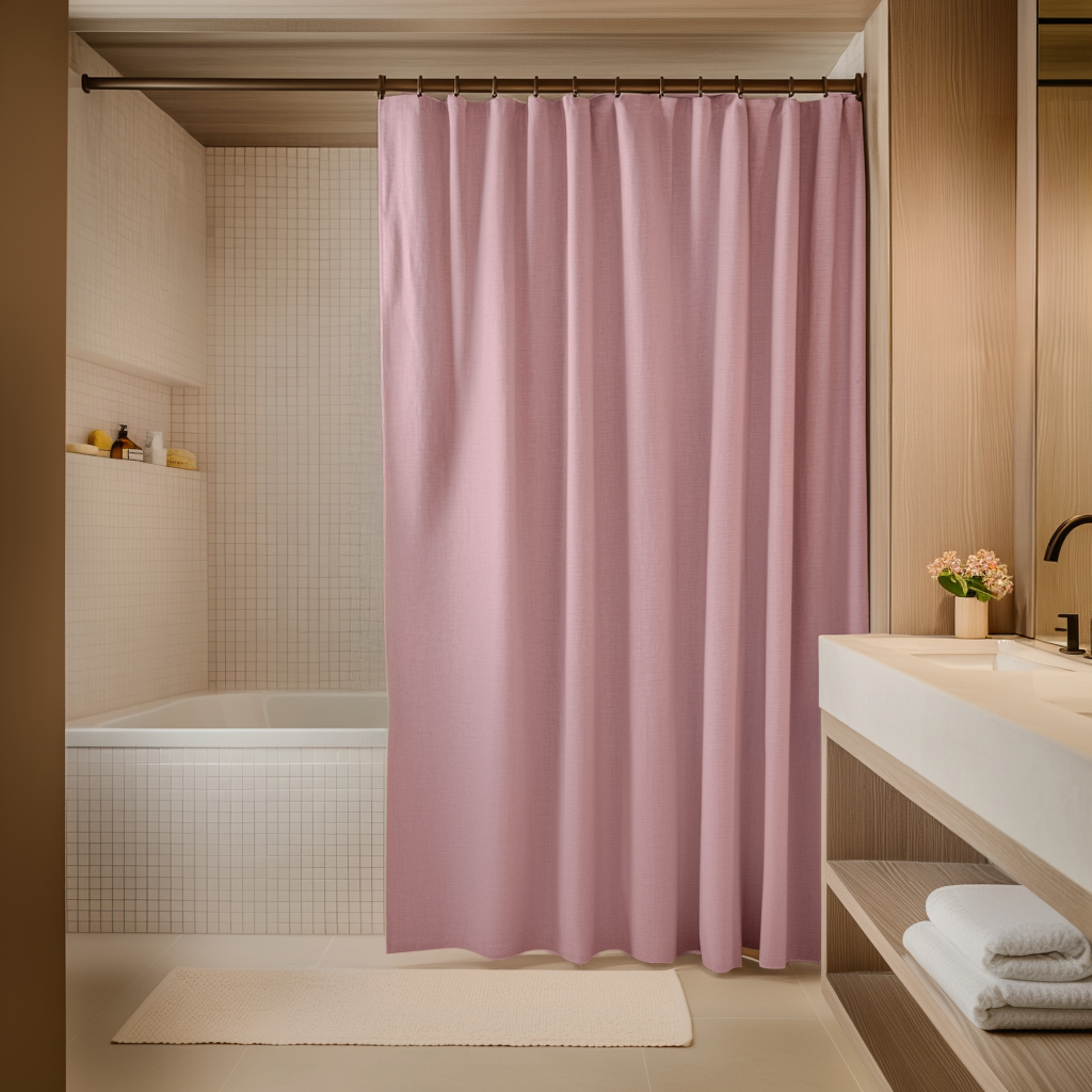Dusty Rose Linen Shower Curtain