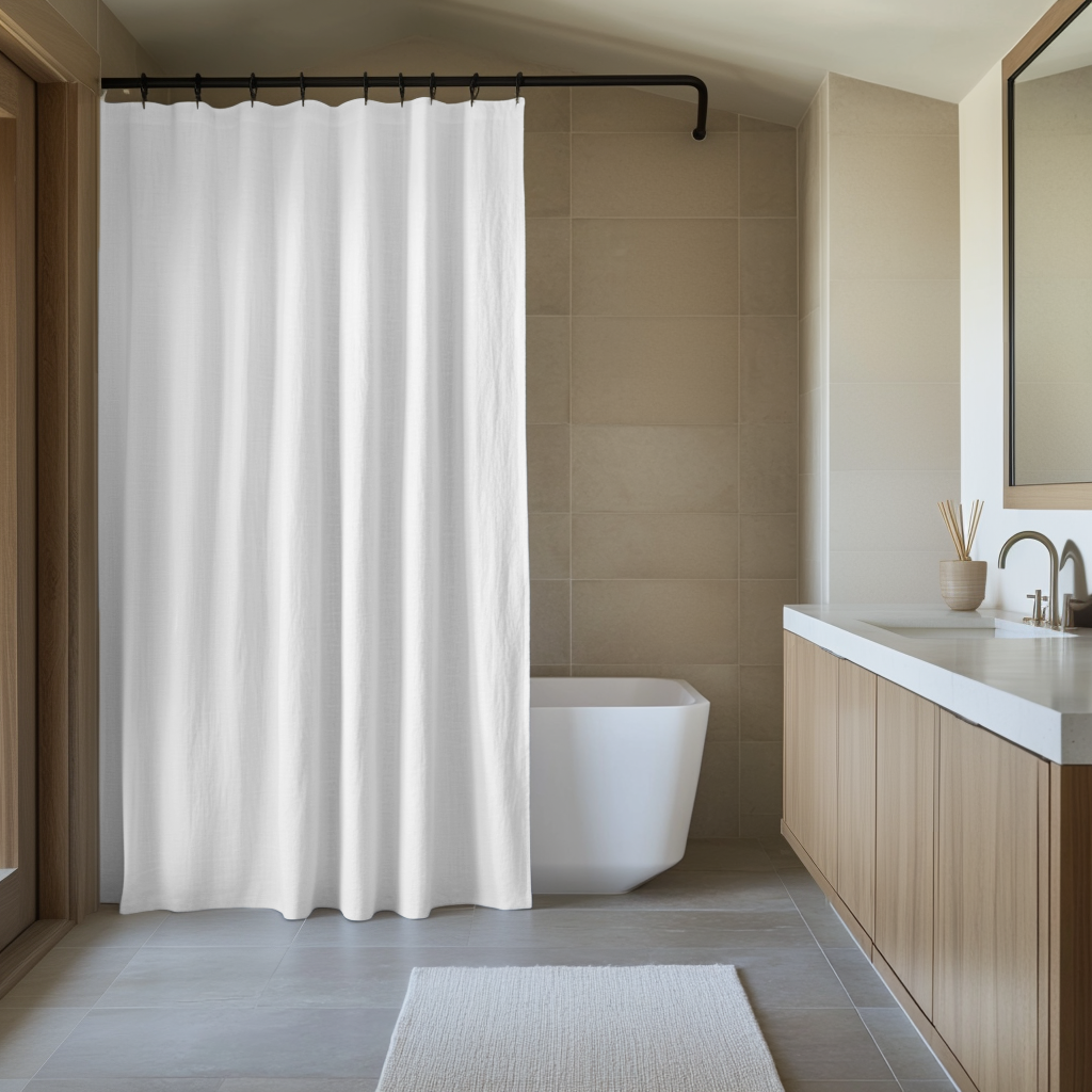 White Linen Shower Curtain