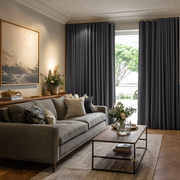 Charcoal Linen Soundproof Curtains with Multitape