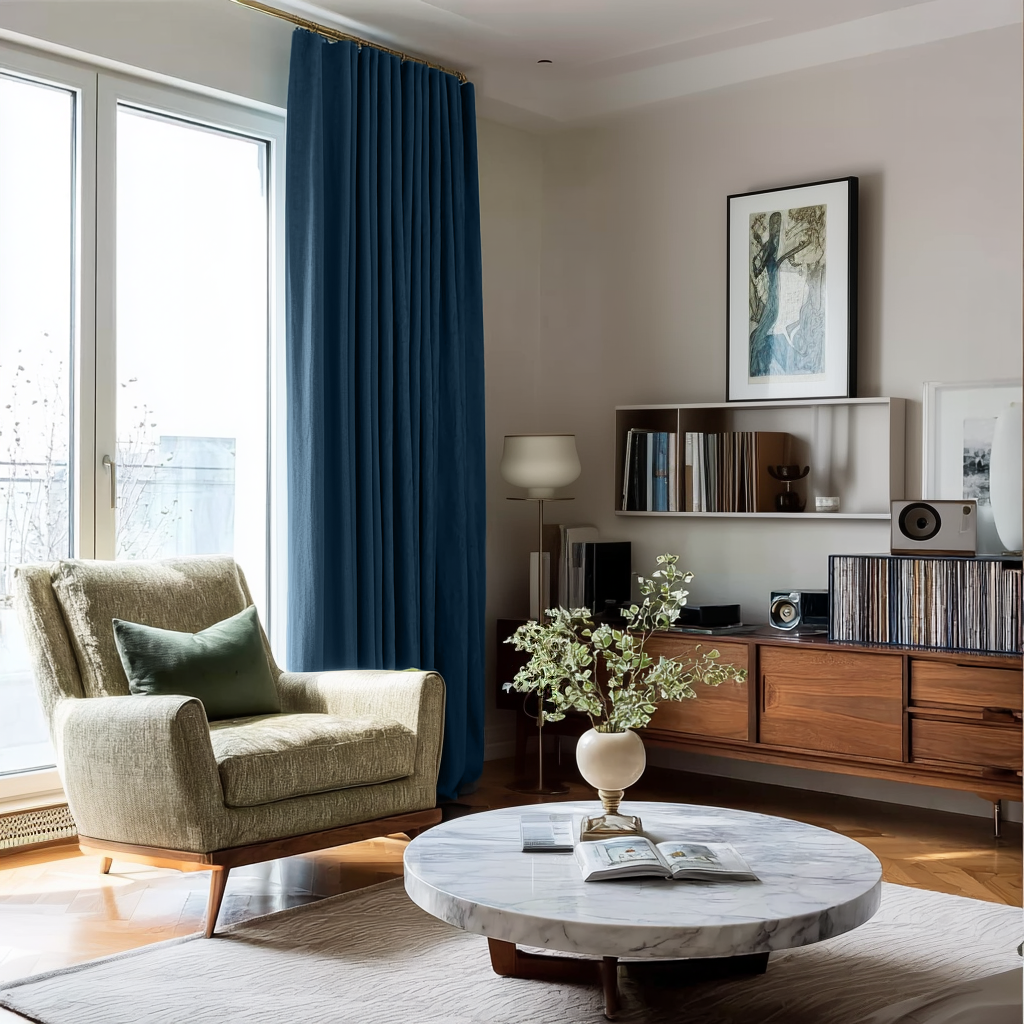 Peacock Linen Soundproof Curtains with Multitape