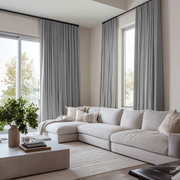 Stone Grey Linen Soundproof Curtains with Multitape
