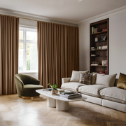 Tawny Brown Linen Soundproof Curtains with Multitape