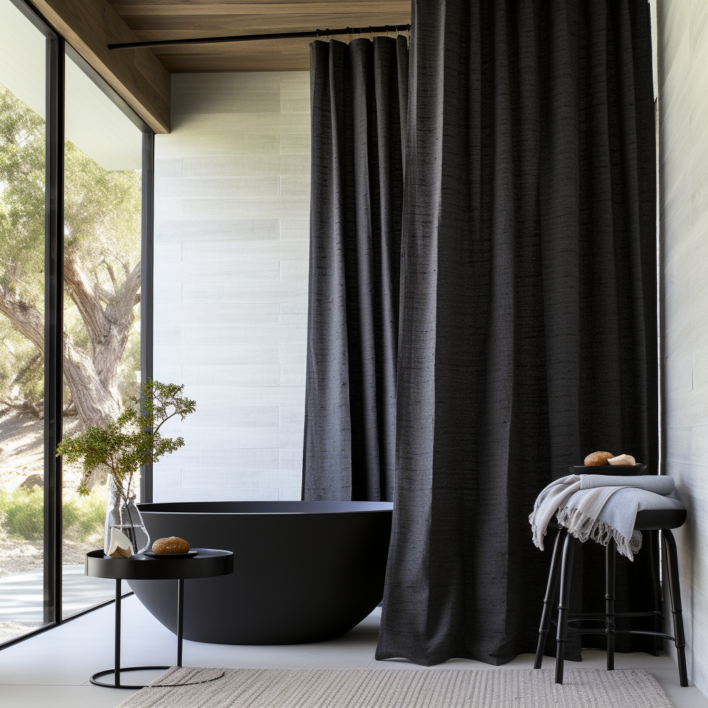 Extra Long Shower Curtain in Black Colour