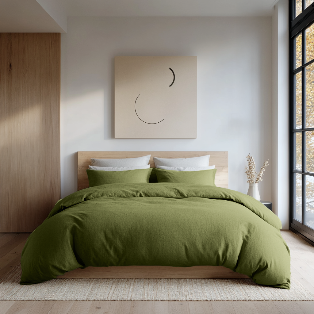Moss Green Linen Quilt Cover