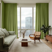 Moss Green Velvet Soundproof Curtains with Multitape