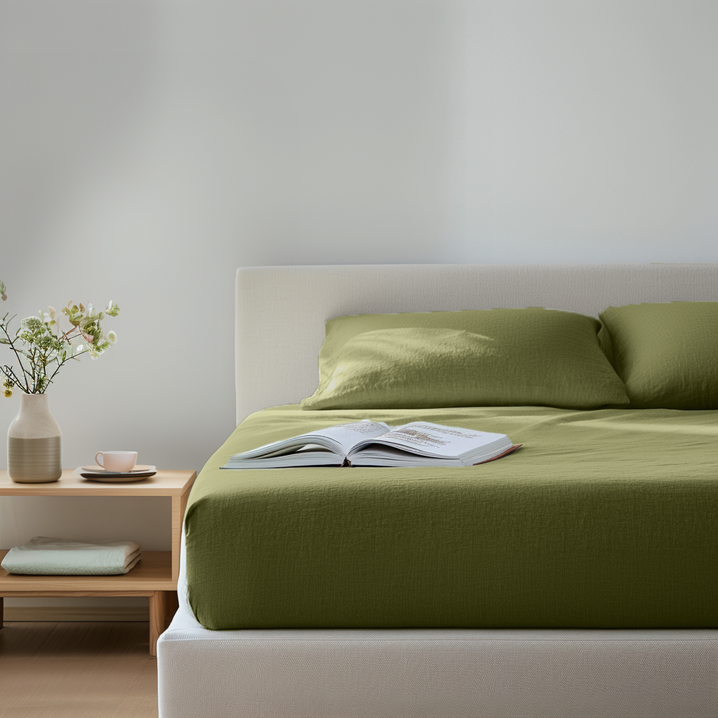 Moss Green Linen Extra Deep Fitted Sheet 
