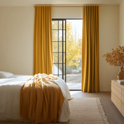 Mustard Yellow Bedroom Blackout Linen Curtains