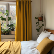 Mustard Yellow Bedroom Blackout Linen Curtains