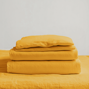 Mustard Yellow Linen Extra Deep Fitted Sheet Set