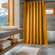 Mustard Yellow Hookless Linen Shower Curtain