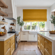 Mustard Yellow Linen Roman Blind - Blackout Lining