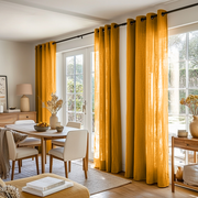 Mustard Yellow Linen Eyelet Curtains