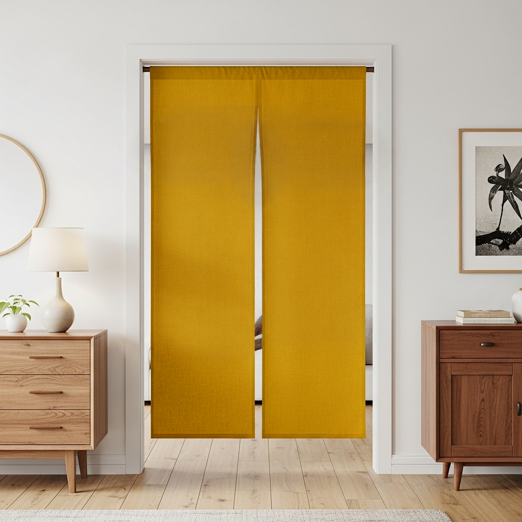 Mustard Yellow Linen Noren Curtain