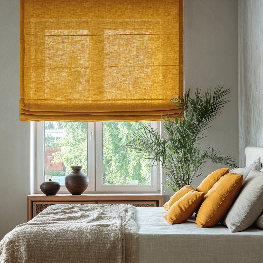 Mustard Yellow Linen Roman Blind