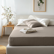 Natural Beige Washed Linen Heavyweight Extra Deep Fitted Sheet 