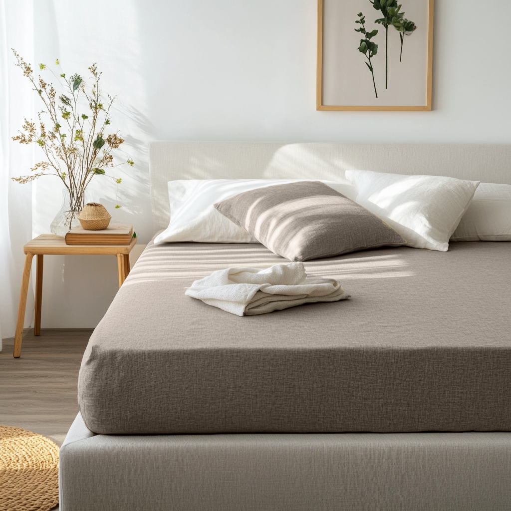 Natural Beige Washed Linen Heavyweight Extra Deep Fitted Sheet 