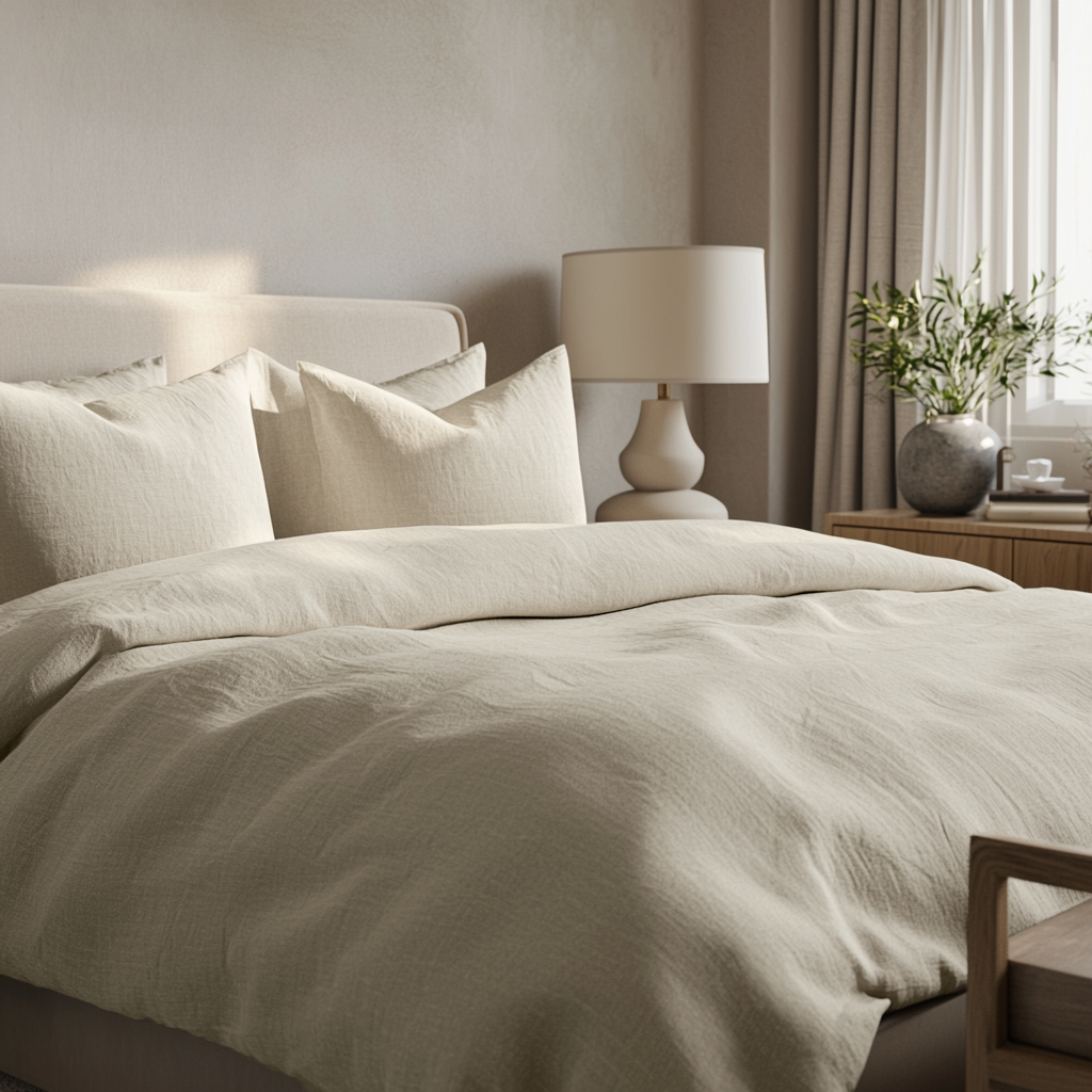 Ecru Heavy Weight Linen Quilt Cover