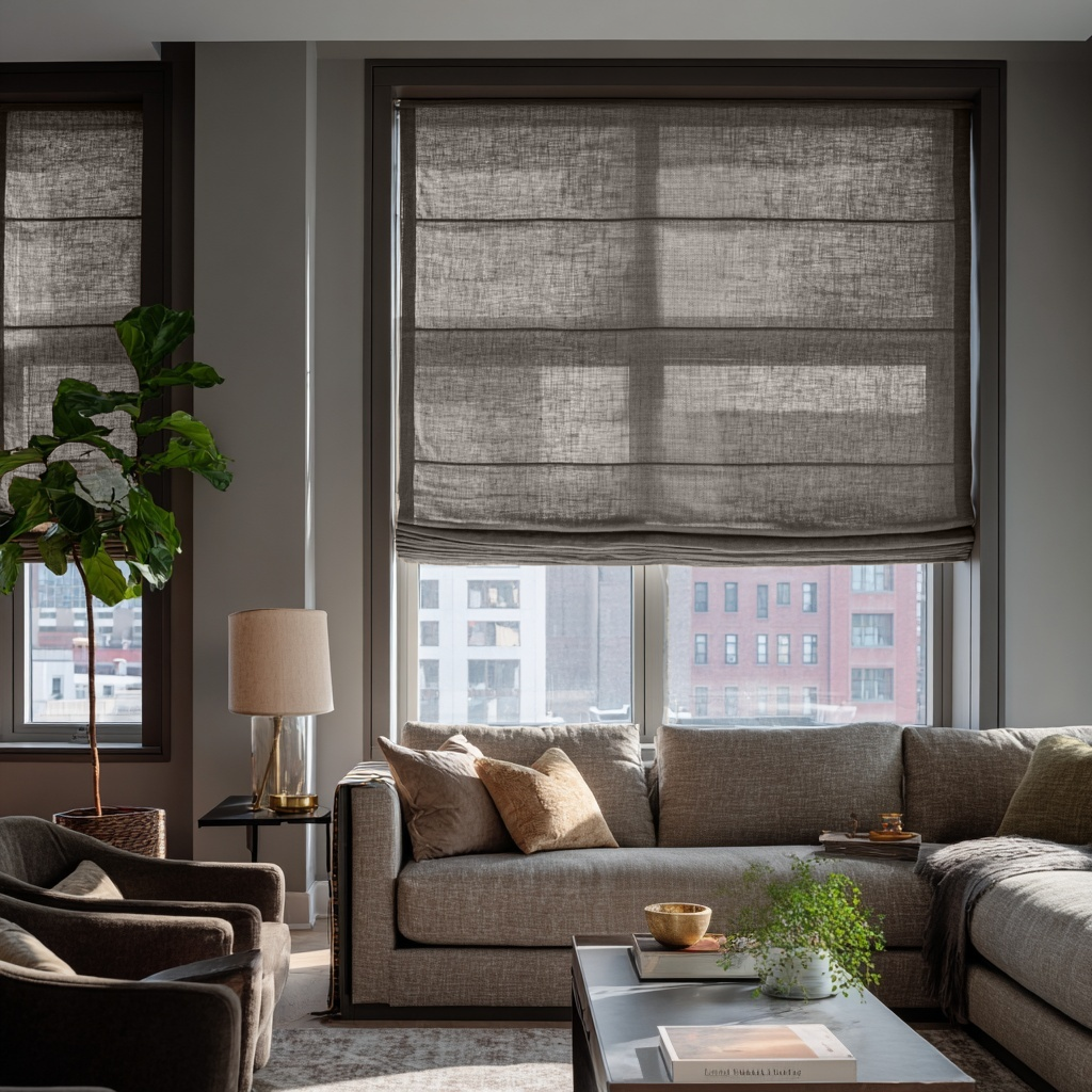 Natural Heavy Weight Linen Roman Blinds