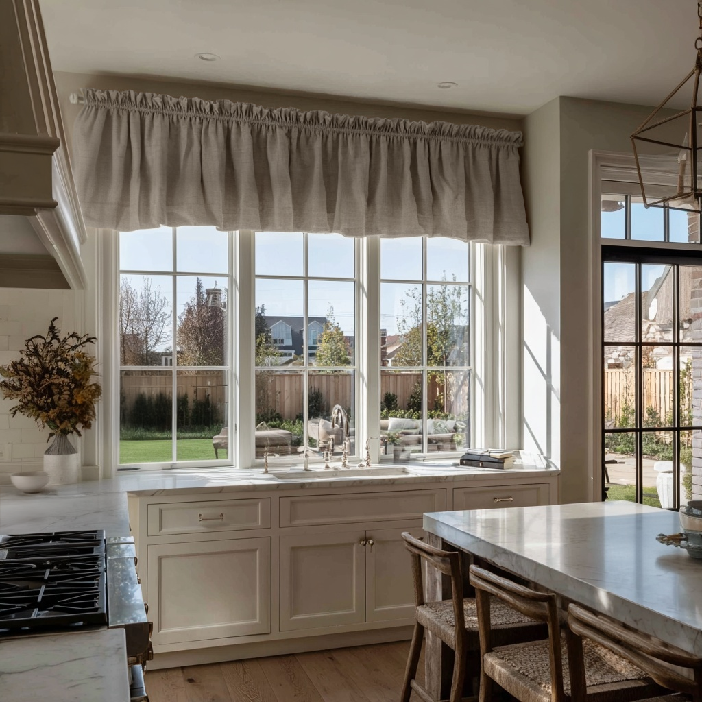 Natural Linen Kitchen Valance - Blackout Lining