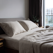Natural Washed Linen Extra Deep Fitted Sheet Set