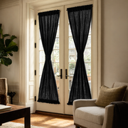 Black Linen French Door Curtains