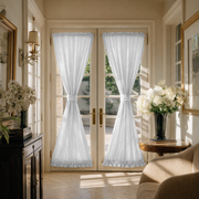 White Linen French Door Curtains