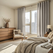 Bedroom Natural Linen Eyelet Curtains