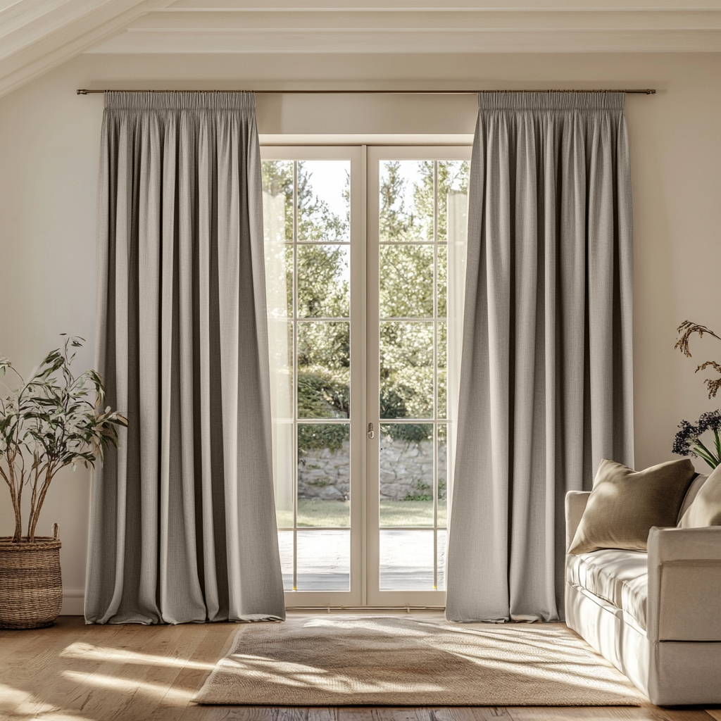 Natural Linen Pencil Pleat Blackout Curtain