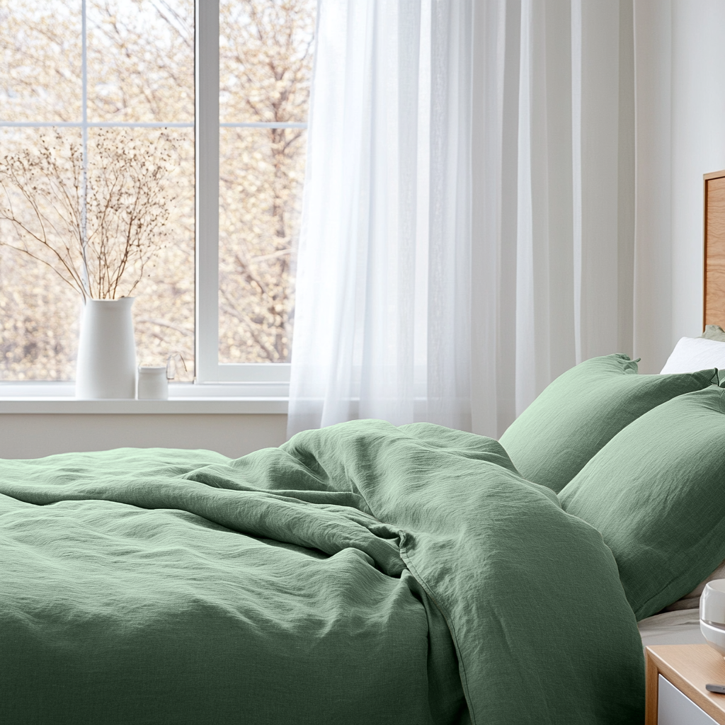 Asparagus Linen Quilt Cover