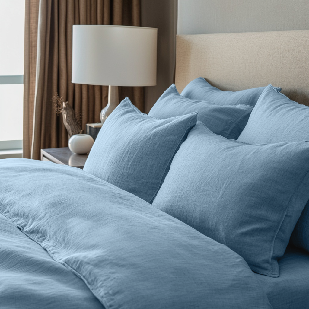Sky Blue Linen Quilt Cover