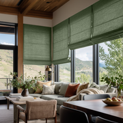 Asparagus Green Linen Roman Blinds - Cotton Lining