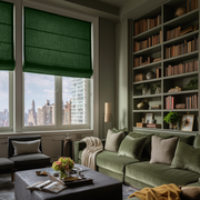 Forest Green Linen Roman Blinds - Cotton Lining