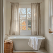 Natural Small Linen Bathroom Curtains