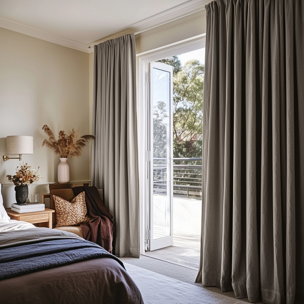 Natural Linen Thermal Curtains with Multitape