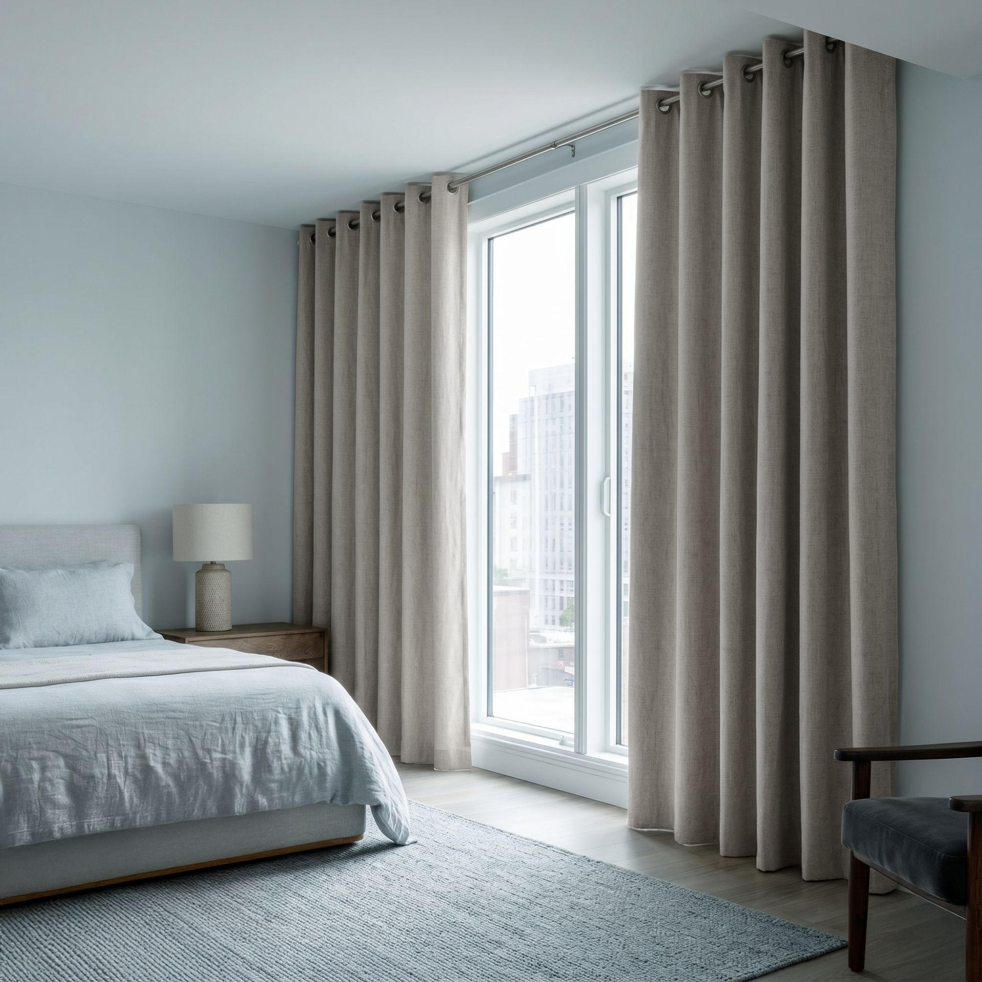 Natural Linen Thermal Eyelet Curtains