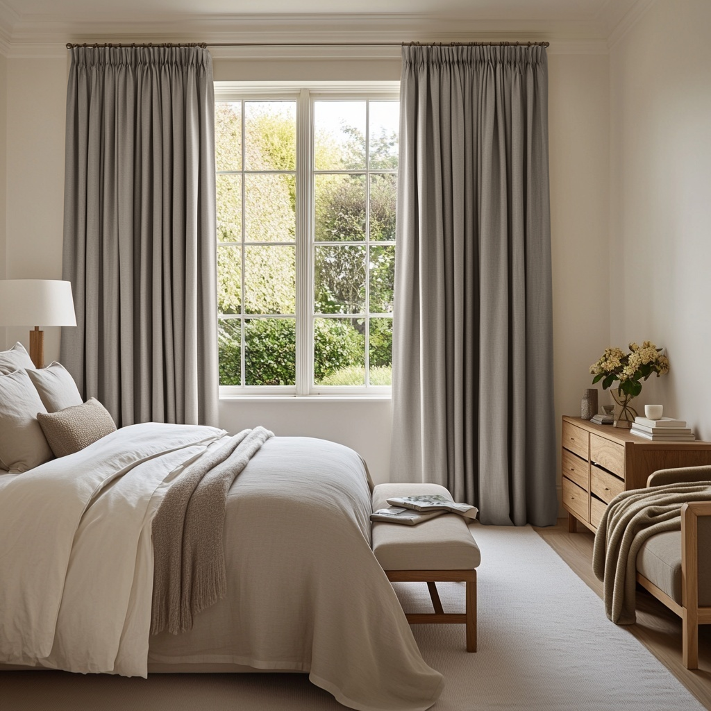 Natural Linen Thermal Pencil Pleat Curtains