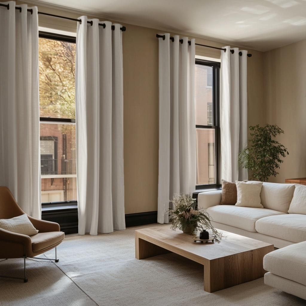 Off-White Linen Eyelet Curtains - Blackout Lining