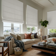 Off-White Heavy Weight Linen Roman Blinds - Blackout Lining